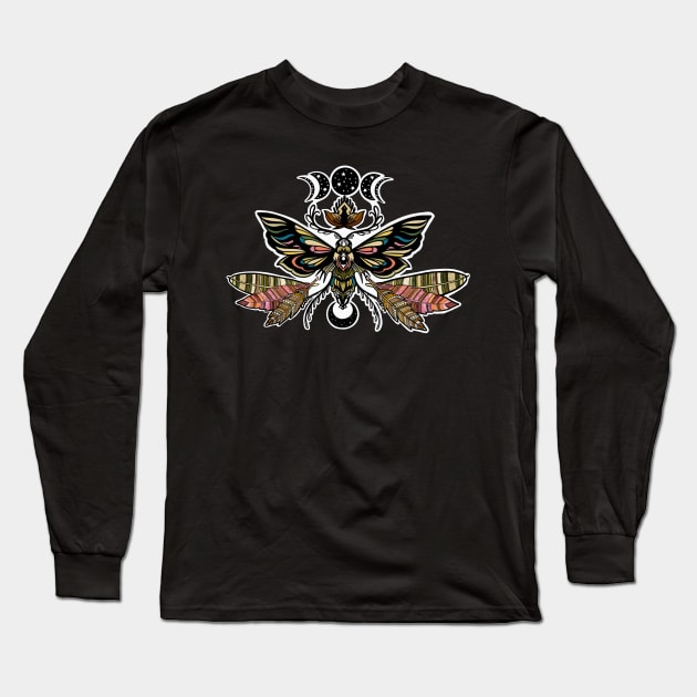 Boho celestial witchy moth Long Sleeve T-Shirt by Mystic Groove Goods